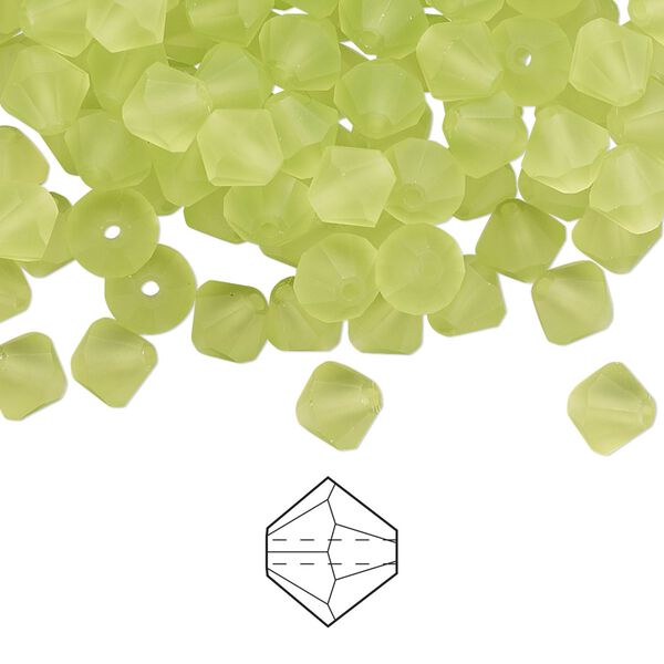 Bead 144pk limecicle matte, Preciosa Czech crystal 6mm bicone image number 0