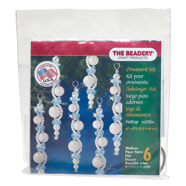 Ornament kit, The Beadery®, plastic, blue and pearl, icicles (7446). Sold individually. image number 0