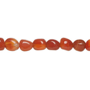 Red agate 1pkg1, pebble bead, 15 inch small to medium