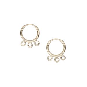 Earring hoop 1pkg2 14Kt gold-filled, 10mm round / endless loop / 3 bottom loops, 21 gauge 1 pair