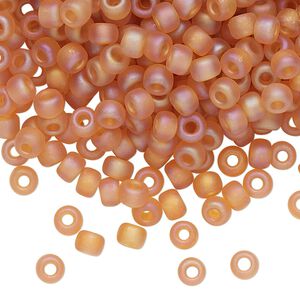 Seed bead, Miyuki, glass, pkg/250g, #6 rocaille, translucent matte rainbow topaz, (RR-133FR).