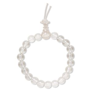 Bracelet, stretch, glass and acrylic, clear, 7-8mm round, 6-1/2 inches. Sold individually.