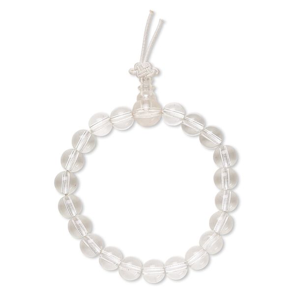 Bracelet, stretch, glass and acrylic, clear, 7-8mm round, 6-1/2 inches. Sold individually. image number 0