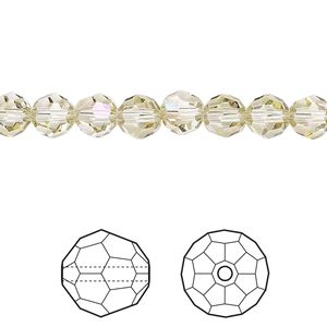 Bead 12pk crystal luminous green, Crystal Passions® 6mm round 5000