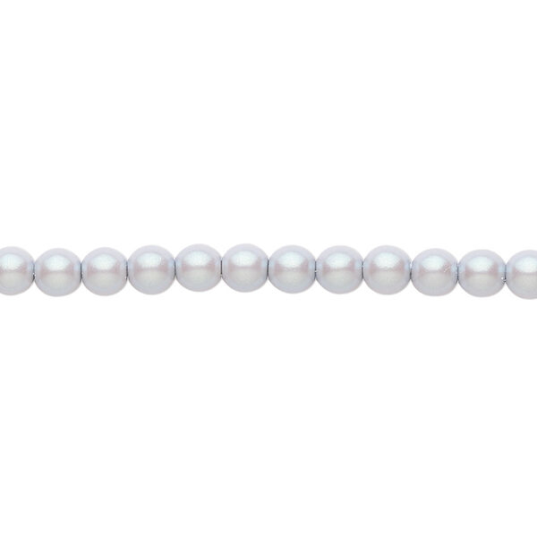 Bead, Czech pearl-coated glass druk, opaque iridescent grey, 4mm round. Sold per 15-1/2" to 16" strand. image number 0