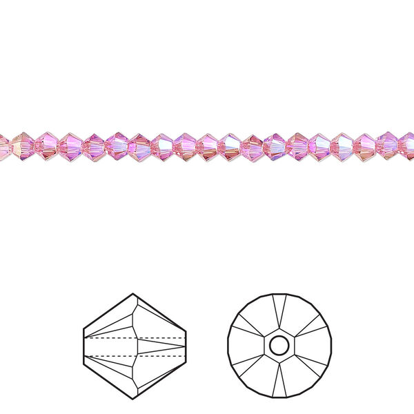 Bead 1440pk rose shimmer 2X, Swarovski® 3mm XILION bicone 5328 image number 0