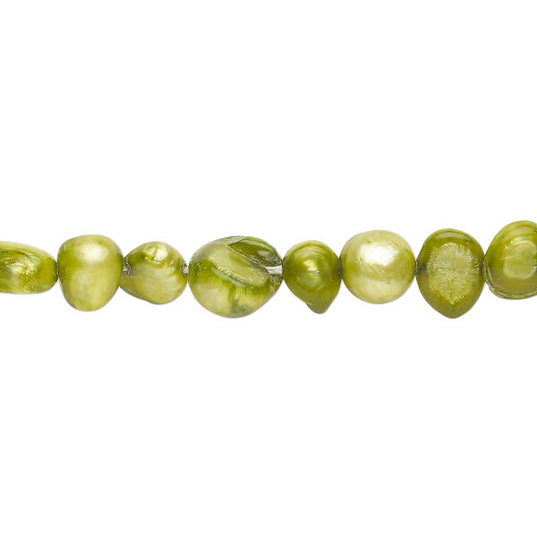 Pearl 1pkg1 freshwater, top-drilled flat-sided potato, 15 inch green apple 6x5mm-12x8mm cultured image number 0