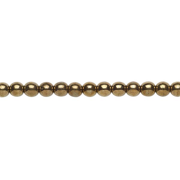 Bead, Czech glass druk, opaque light bronze, 4mm round. Sold per 15-1/2" to 16" strand. image number 0
