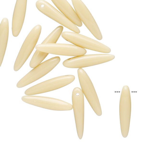 Bead, Preciosa Thorn™, Czech pressed glass, opaque light caramel, 16x4mm top-drilled thorn. Sold per pkg of 20. image number 0