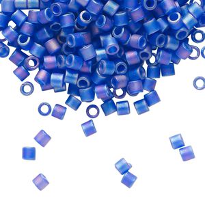 Seed bead, Delica®, glass, pkg/250g, #8 round, translucent matte rainbow cobalt blue (DBL-0864).