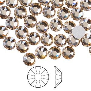 Flat back 288pk crystal honey foil back, Preciosa Viva 12® Czech crystal rhinestone 6.3-6.5mm chaton rose round SS30