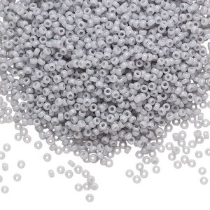 Seed bead, Miyuki, glass, pkg/250g, #15 rocaille, opaque ghost grey, (RR-498).