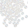 Bead, Czech fire-polished glass 1pkg100, matte opal AB, 5x4mm faceted rondelle. image number 0