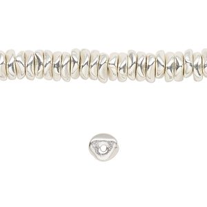 Bead, silver-finished "pewter" (zinc-based alloy), small chip. Sold per 8-inch strand.