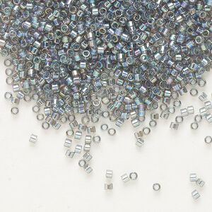 Seed bead, Delica®, glass, pkg/50g, #11 round, translucent rainbow grey (DB-0179).