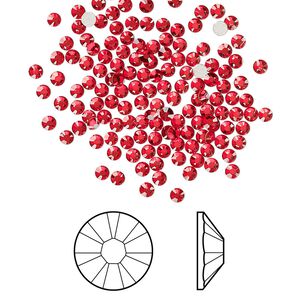 Flat back 144pk light Siam foil back, Crystal Passions® 2.1-2.3mm rose round SS7 2058