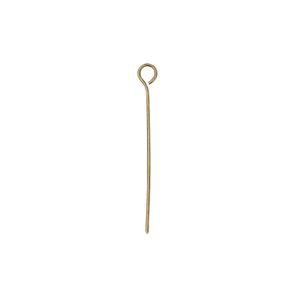 Eye pin, antique gold-plated brass, 1 inch, 24 gauge. Sold per pkg of 100.