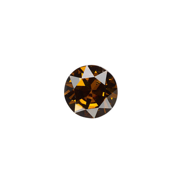 Chaton, crystal rhinestone, topaz, foil back, 12.97-13.22mm faceted round, SS55. Sold per pkg of 2. image number 0