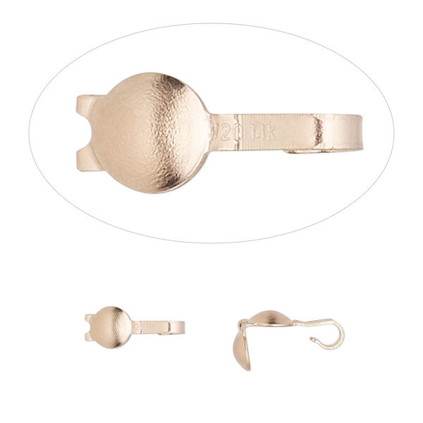 Bead tip, 14Kt rose gold-filled, 9x4mm bottom clamp-on with open loop. Sold per pkg of 2. image number 0