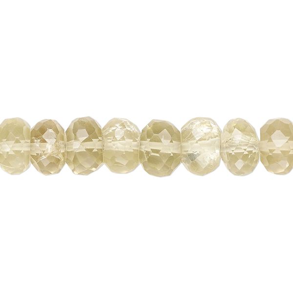 Lemon quartz 1pkg1, hand-cut micro-faceted rondelle bead 13 inch 8x5mm-9x7mm image number 0