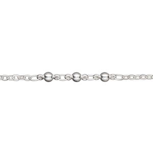 Chain 1pkg1 silver-plated triple ball, 3mm, brass 5 foot unfinished