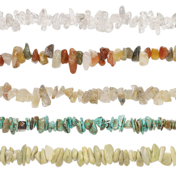 Multi-gemstone / glass 1pkg5, top-drilled / center-drilled chip bead 13 inch mix small image number 0