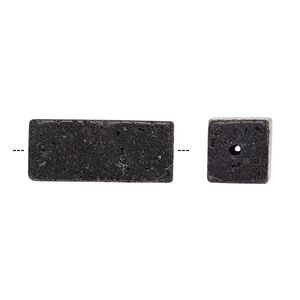Lava rock 1pkg2, rectangle tube bead 24.5x10mm