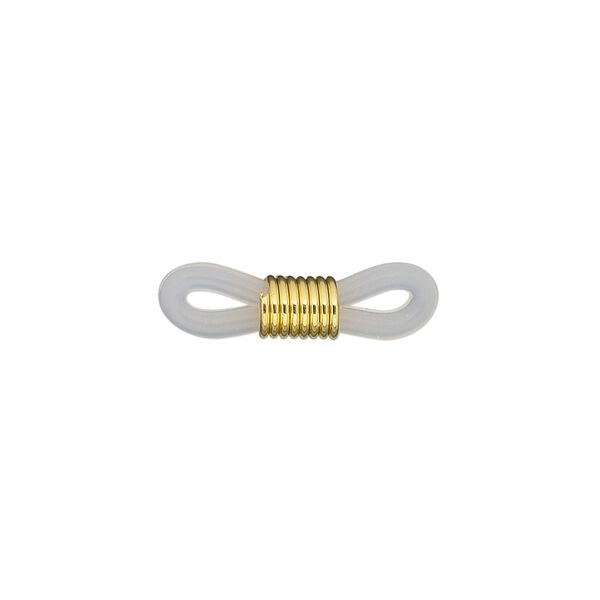 Eyeglass holder, rubber and gold-finished brass, clear, 20x5mm-26x5mm with adjustable coil. Sold per pkg of 100. image number 0