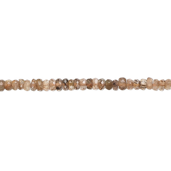 Bead, andalusite (natural), light, 3x1mm-3x2mm hand-cut faceted rondelle with 0.4-1.4mm hole, B grade, Mohs hardness 7 to 7-1/2. Sold per 13-inch strand, approximately 200 beads. image number 0