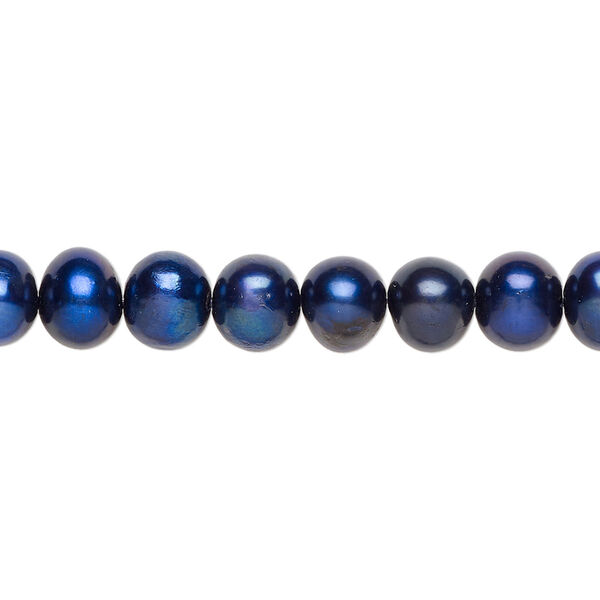 Freshwater 1pkg1, semi-round pearl C grade, 15 inch dark cobalt 6-7mm cultured image number 0