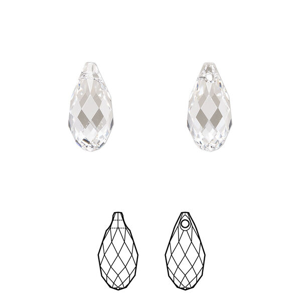 Briolette 2pk crystal, Crystal Passions® 13x6.5mm pendant drop 6010 image number 0