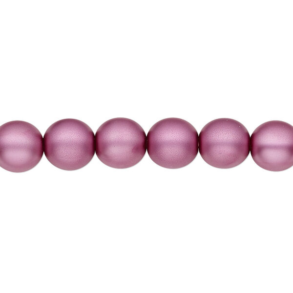 Bead, Czech pearl-coated glass druk, opaque matte lilac, 8mm round. Sold per 15-1/2" to 16" strand. image number 0