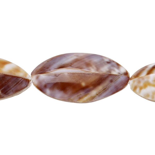 Bead, laminated land snail shell (assembled), 25x13mm-29x15mm double-sided 4-sided marquise, Mohs hardness 3-1/2. Sold per pkg of 5. image number 0