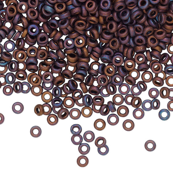 Seed bead, Miyuki, glass, pkg/10g, 3x1.3mm spacer rondelle, opaque iris purple, (SPR3-2005). image number 0
