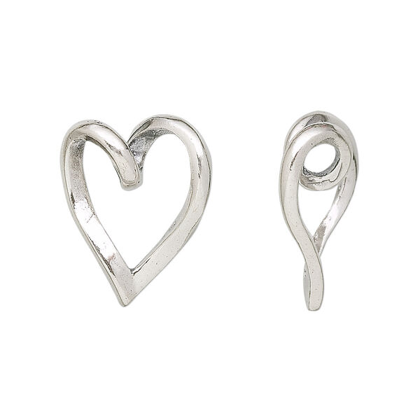 Charm, JBB Findings, sterling silver, 20x15mm twisted heart. Sold individually. image number 0