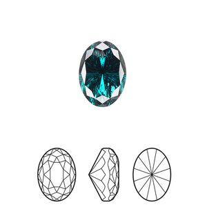 Fancy stone 1pk emerald foil back, Crystal Passions® 14x10mm magical oval 4160