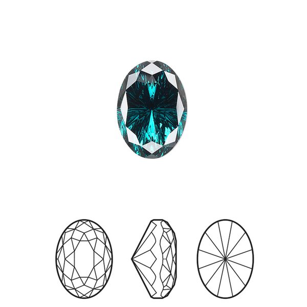 Fancy stone 1pk emerald foil back, Crystal Passions® 14x10mm magical oval 4160 image number 0