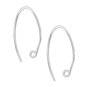 Ear wire, Hill Tribes, silver-plated brass, 27mm marquise with open loop, 20 gauge. Sold per pkg of 5 pairs.