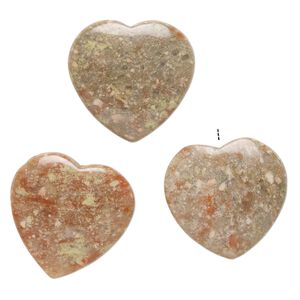 Autumn jasper 1pkg3, half-drilled puffed heart drop natural 23-25mm
