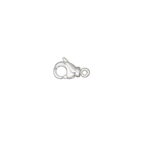 Clasp, lobster claw, silver-plated brass, 8x5mm with swivel. Sold per pkg of 4. image number 0