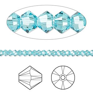 Bead 144pk light turquoise, Crystal Passions® 3mm bicone 5328