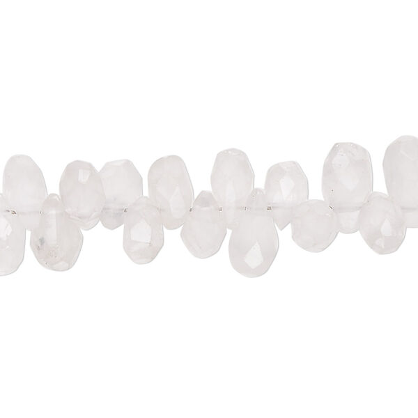 Bead, rose quartz (natural), light, 7x4mm-14x5mm hand-cut top-drilled faceted teardrop, C grade, Mohs hardness 7. Sold per 13-inch strand. image number 0
