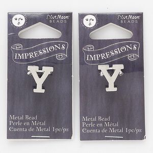 Bead, silver-finished "pewter" (zinc-based alloy), 13mm top-drilled "Y" with 2mm hole. Sold per pkg of 2.