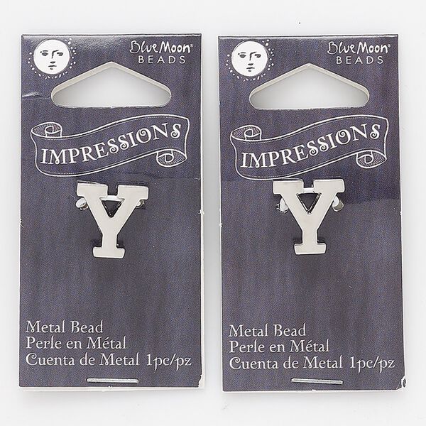 Bead, silver-finished "pewter" (zinc-based alloy), 13mm top-drilled "Y" with 2mm hole. Sold per pkg of 2. image number 0