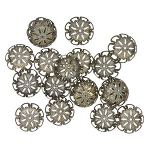 Bead cap, antique brass-finished aluminum, 17mm textured scalloped round, fits 16-18mm beads. Sold per pkg of 20.