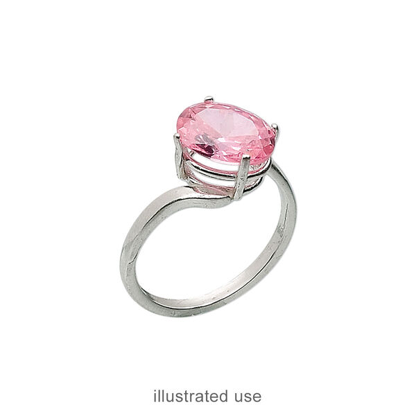 Ring, Sure-Set™, sterling silver, 10x8mm 4-prong oval basket setting, size 6. Sold individually. image number 1