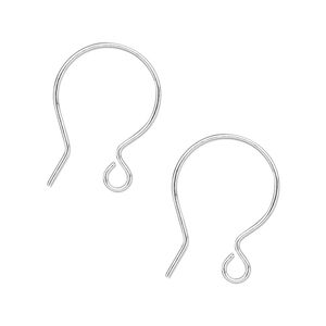 Ear wire French hook 1pkg20 silver-plated, 20mm / open loop, 20 gauge brass 10 pair