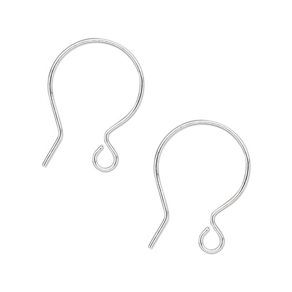Ear wire French hook 1pkg20 silver-plated, 20mm / open loop, 20 gauge brass 10 pair image number 0