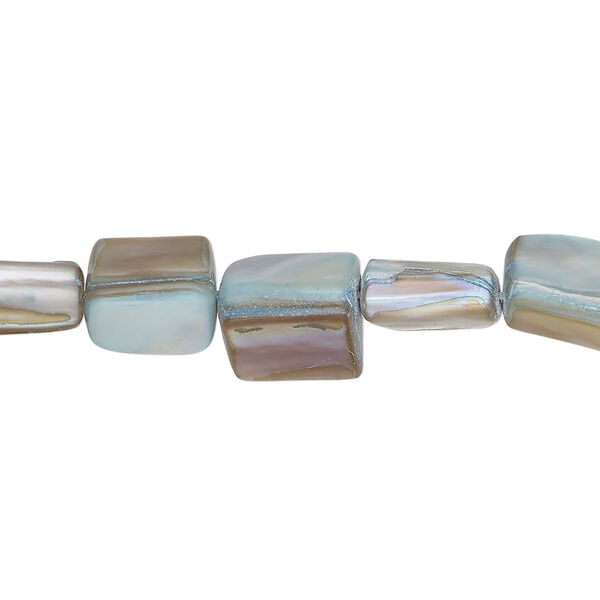 Mother-of-pearl shell 1pkg1, stick bead 15 inch sky blue / tan 9x5mm-11x8mm image number 0