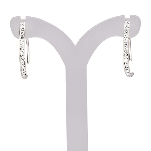 Ear wire, sterling silver / glass rhinestone / epoxy, clear and white, 27mm marquise, 21 gauge. Sold per pair. image number 0